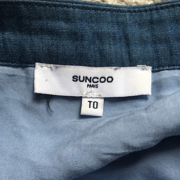 Suncoo Paris Blue Eyelet lace midi skirt, a-line, size T0 or  small - Picture 5 of 8